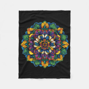 Boho Lotus Mandala Colourful Floral Yoga Meditatio Fleece Blanket