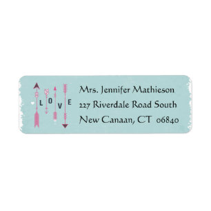Boho Love Arrows Blue & Pink Return Address