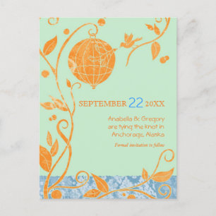 Boho Love Birds Mint Wedding Save the Date Announcement Postcard