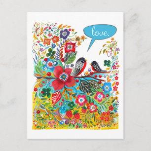 Boho Love Birds Postcard