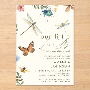 Boho Love Bug Insects Dragonfly baby shower  Acrylic Invitations