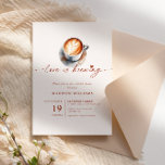 Boho Love Is Brewing Bridal Shower Coffee  Invitation<br><div class="desc">Elegant calligraphy "Love is brewing" bridal shower minimalist coffee design invitation.</div>