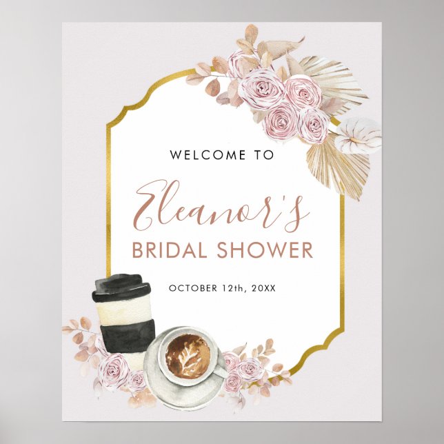 Boho Love is Brewing Bridal Shower Welcome Sign (Front)