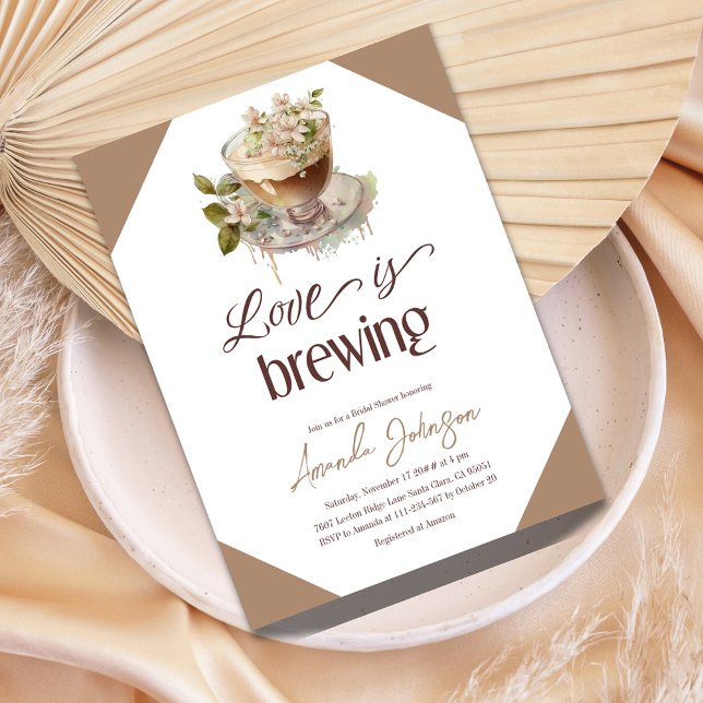 Boho Love is Brewing Coffee Floral Bridal Shower Invitation (Creator Uploaded)