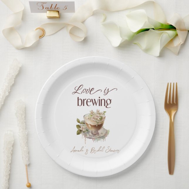 Boho Love is Brewing Floral Bridal Shower Brunch Paper Plate (Wedding)