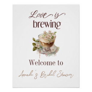 Boho Love is Brewing Floral Bridal Shower Brunch Poster