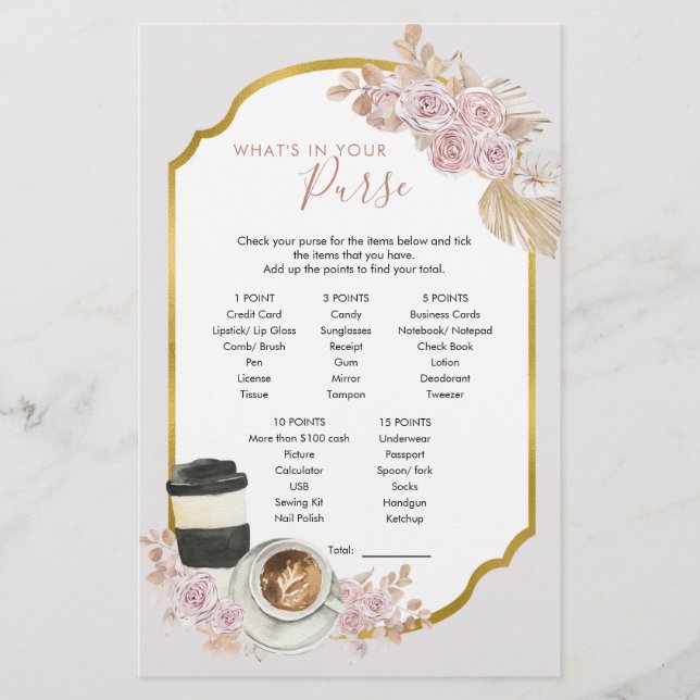 Boho Love is Brewing What's in Your Purse Games (Front)