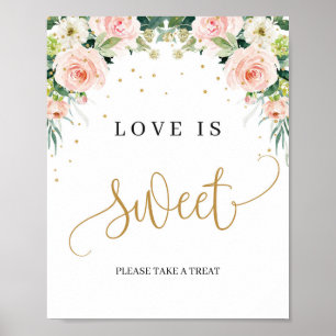 Boho love is sweet sign blush pink floral greenery
