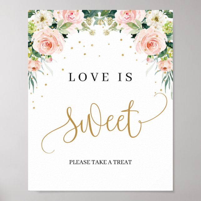 Boho love is sweet sign blush pink floral greenery (Front)