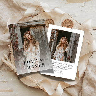 Boho Love & Thanks Bridal Shower Photo Thank You Card