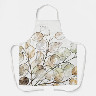 Boho Lunaria Watercolor Botanical Floral Apron
