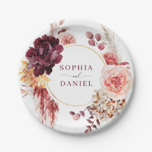 Boho Lush Pampas Grass Paper Plates