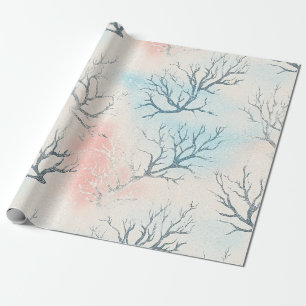 Boho Luxe Watercolor Coastal Coral Pattern (1) Wrapping Paper