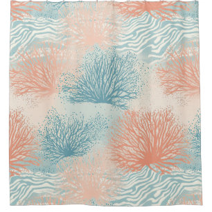 Boho Luxe Watercolor Coastal Coral Pattern (5) Shower Curtain
