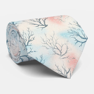 Boho Luxe Watercolor Coastal Coral Pattern Tie