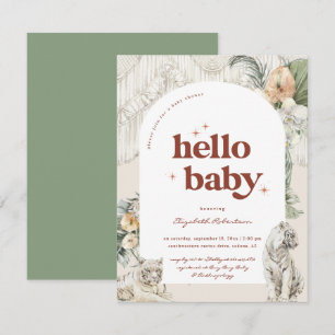 Boho Macrame Tiger Greenery   Baby Shower Enclosure Card