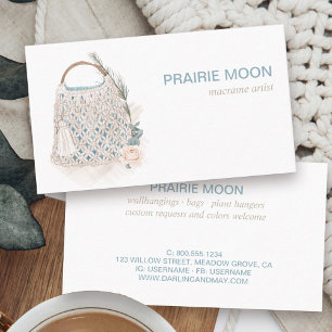 Boho Macrame Watercolor Bag Business Card