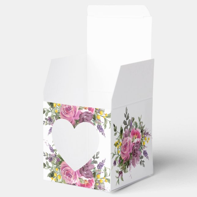 Boho Magenta Purple Pink Mauve Floral Wedding Favour Box (Opened)