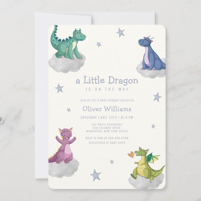 Boho Magical Little Dragon Baby Shower  Invitation (Front)