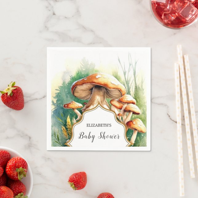 Boho Magical Mushroom Baby Shower Napkin (Insitu)