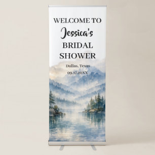 Boho Maintain Lake Trees Adventure Bridal Shower Retractable Banner