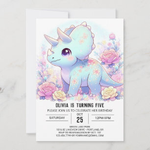 Boho Majestic Dinosaur Digital Birthday Invitation