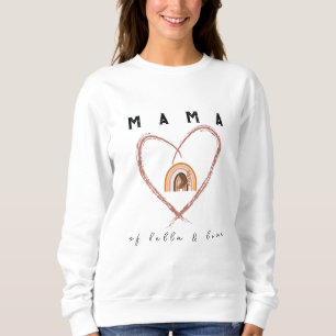 Boho Mama Text w/ Moon Feathers Kid Names White Sweatshirt