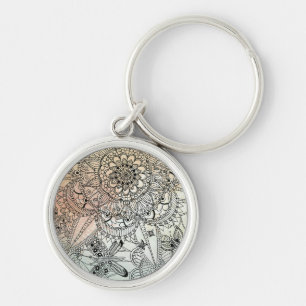Boho Mandala Bohemian Art Key Ring