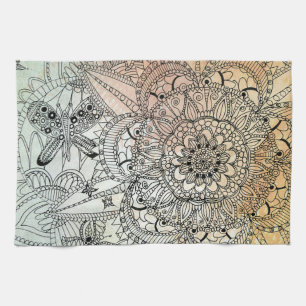 Boho Mandala Bohemian Art Notebook Tea Towel