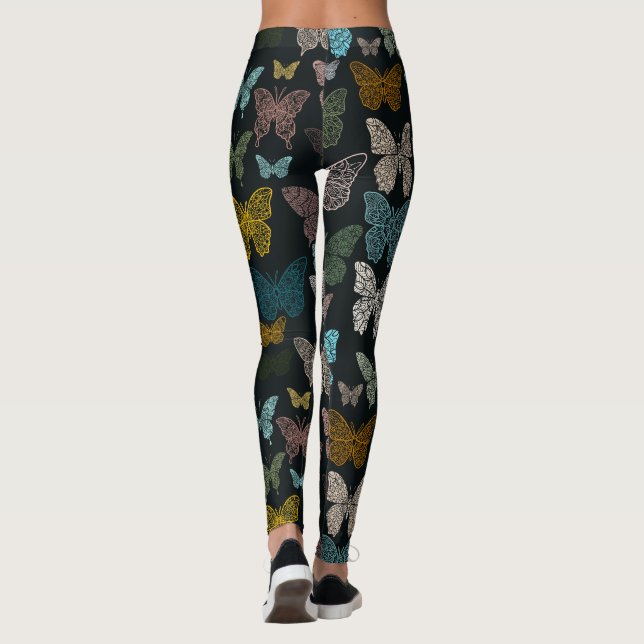 Boho Mandala Butterflies Leggings (Back)
