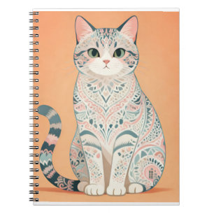 Boho Mandala Cat Pastel Ornamental Paisley Kitty Notebook