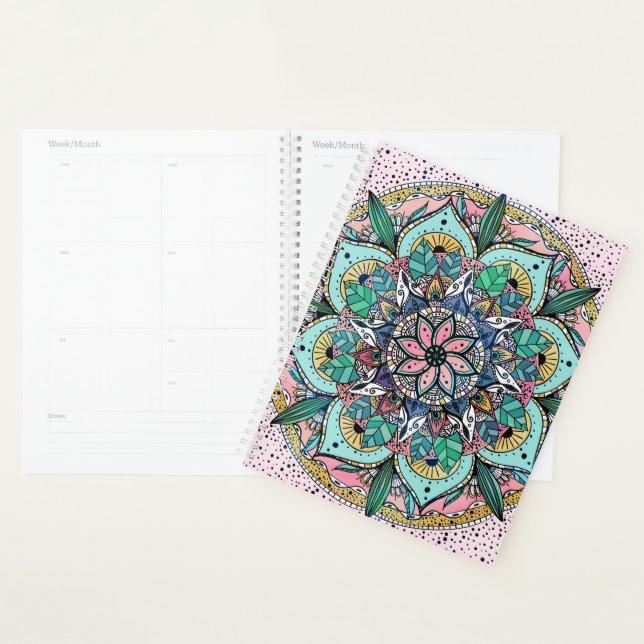 Boho Mandala Colourful Watercolor Floral Planner (Display)