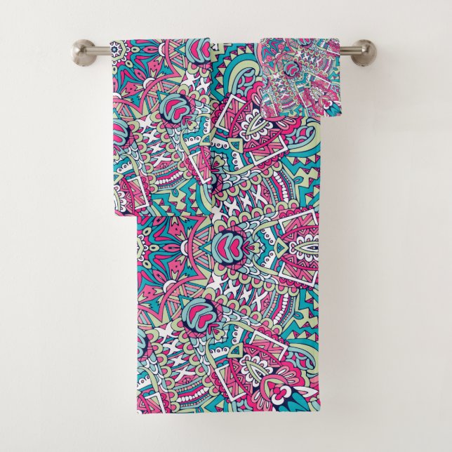 Boho Mandala Festive   Bath Towel Set (Insitu)