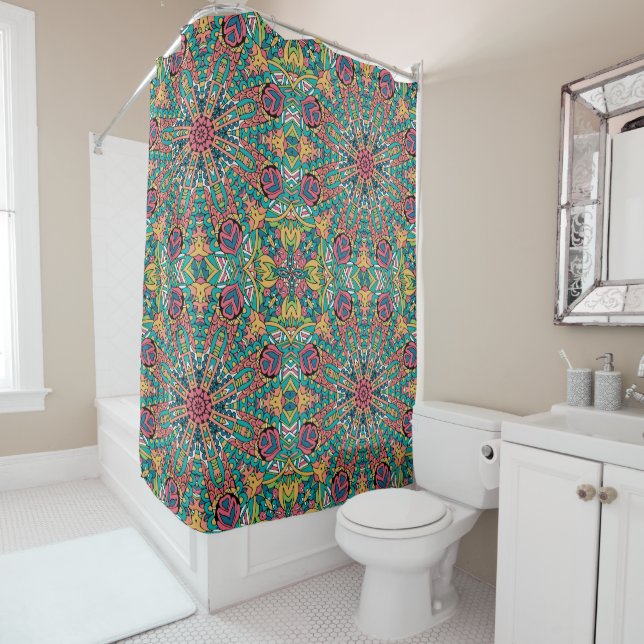 Boho Mandala Festive  Shower Curtain (In Situ)