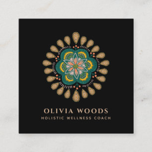 Boho Mandala Floral Art Therapist Square Business Card