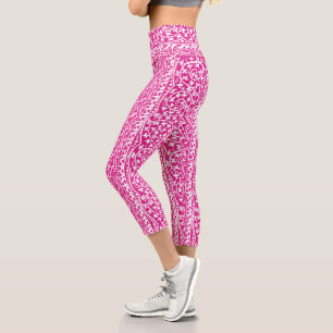 Boho Mandala Flower & Leaf Summer Capri Leggings