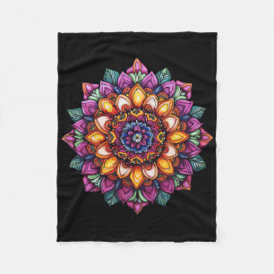 Boho Mandala Flower Sacred Geometry Yoga Fleece Blanket