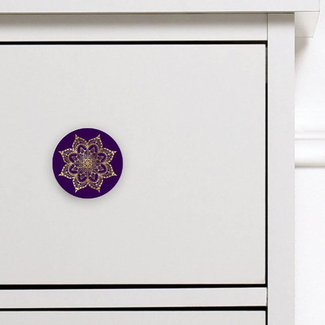 Boho Mandala Gold Purple Ceramic Knob (Creator Uploaded)