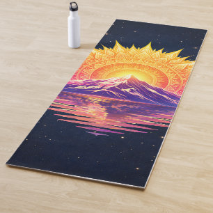 Boho Mandala Mountain Sunset   Cosmic Night Sky Yoga Mat