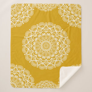 Boho Mandala Mustard Yellow Elegant Pattern Sherpa Blanket