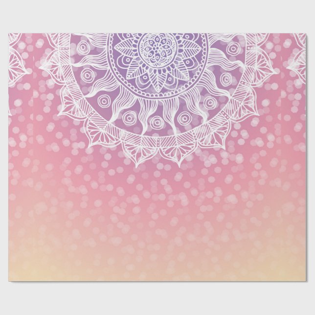 Boho Mandala Sunset Ombre Wrapping Paper (Flat)