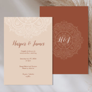 Boho Mandala Terracotta Minimalist Wedding Invitation