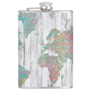 Boho Map II Hip Flask