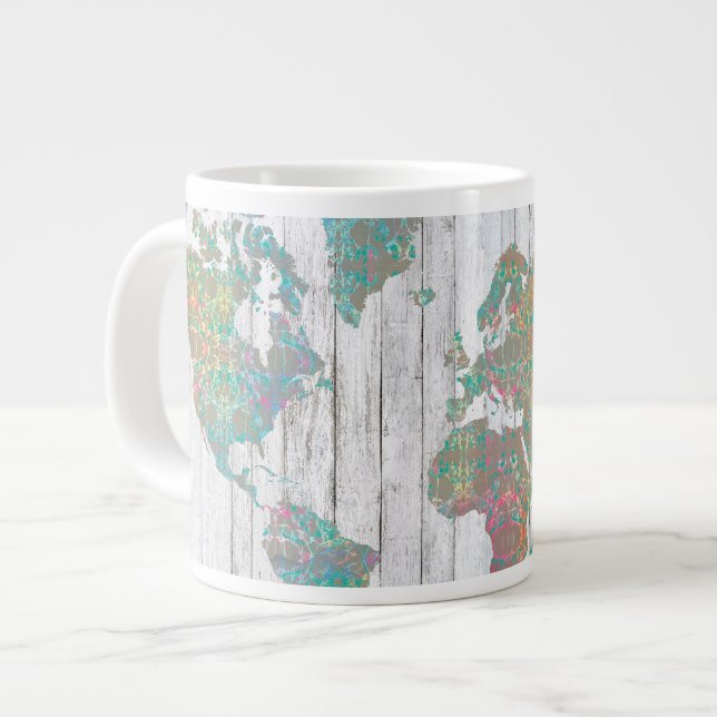 Boho Map II Large Coffee Mug (Front Left)
