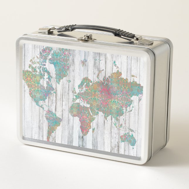 Boho Map II Metal Lunch Box (Front)