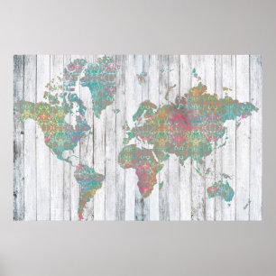 Boho Map II Poster