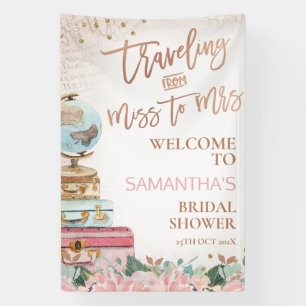 Boho Map Traveling Miss Mrs Bridal Shower Banner