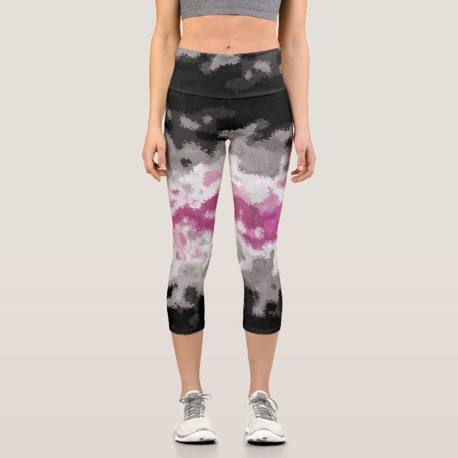 Boho Marbled Abstract Librafeminine Pride Flag Capri Leggings (Front)