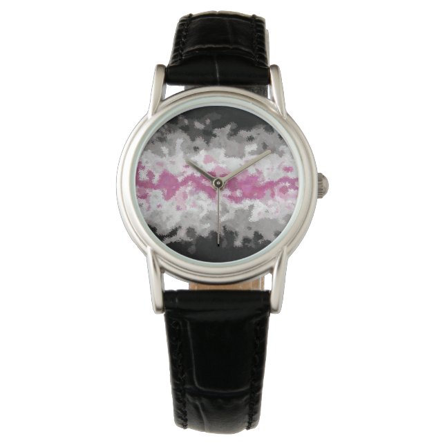 Boho Marbled Abstract Librafeminine Pride Flag Watch (Front)