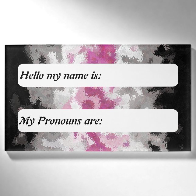 Boho Marbled Customisable Librafeminine Pride Flag Name Tag (Front)